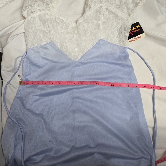 NEW Deadstock baby blue lace coquette sheer long nightgown‎ dress S/M - Picture 8 of 9